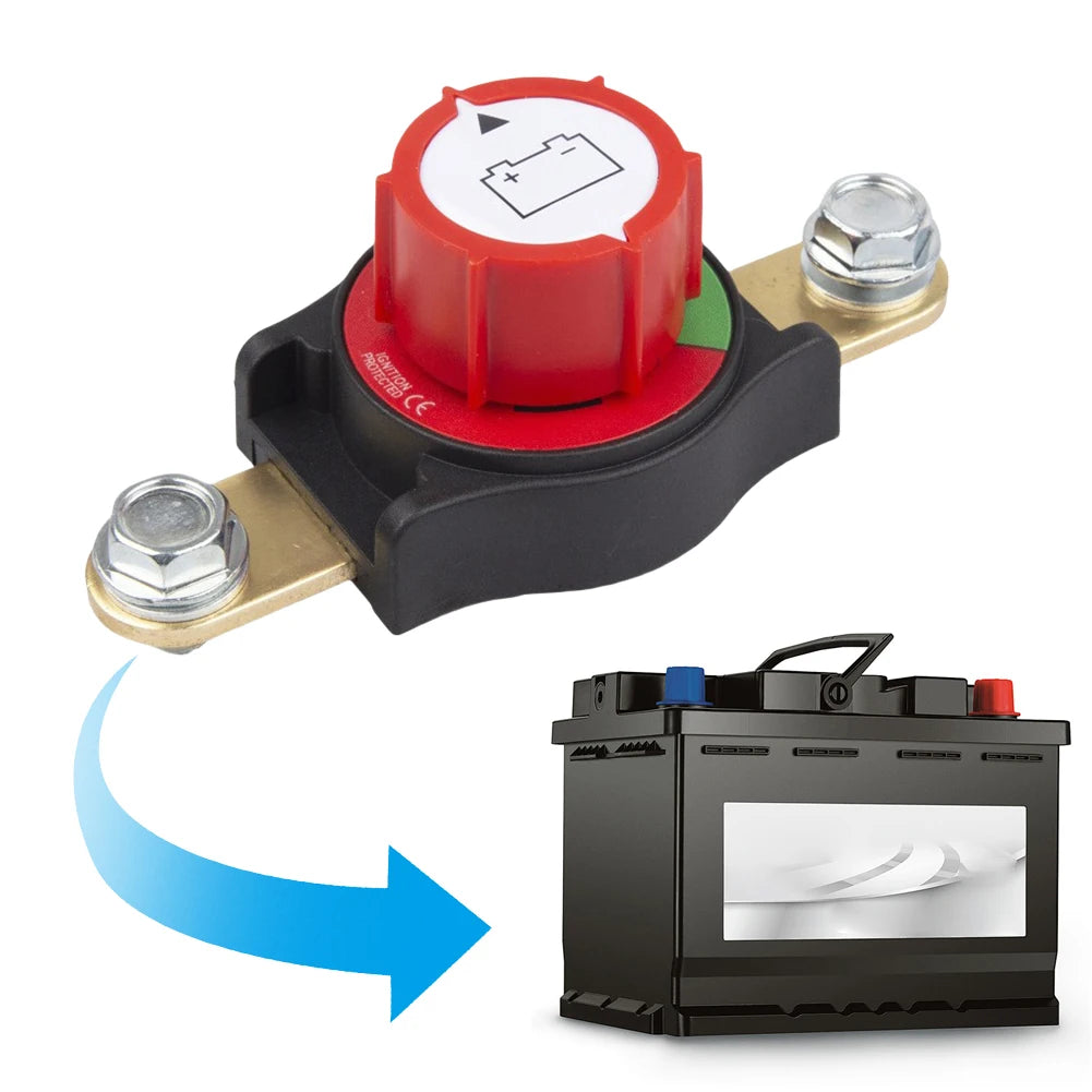 On/Off 300A Battery Disconnect Switch Top Post Battery Switch Battery Cut Off Switch for Car Vehicle RV and Boat Qme