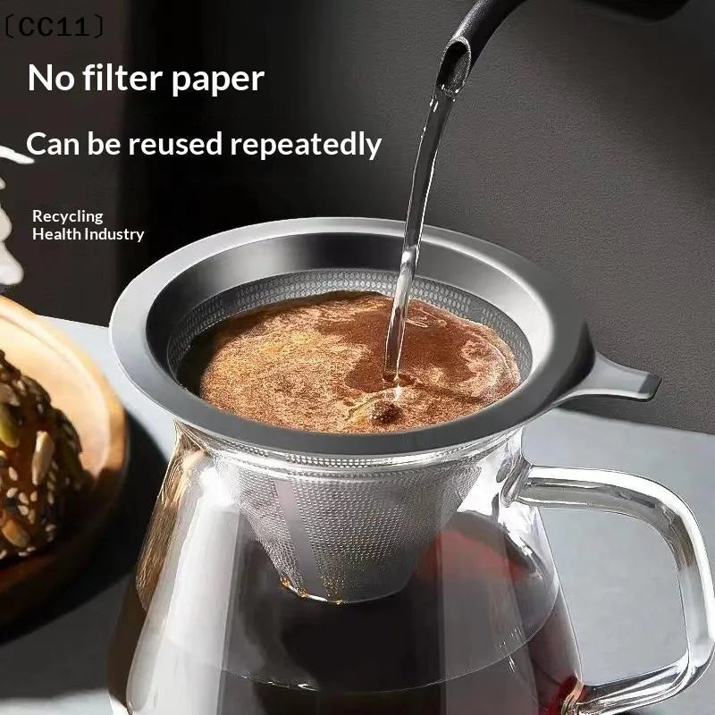 Reusable Stainless Steel Pour Over Coffee Filter Paperless Fine Mesh Qme