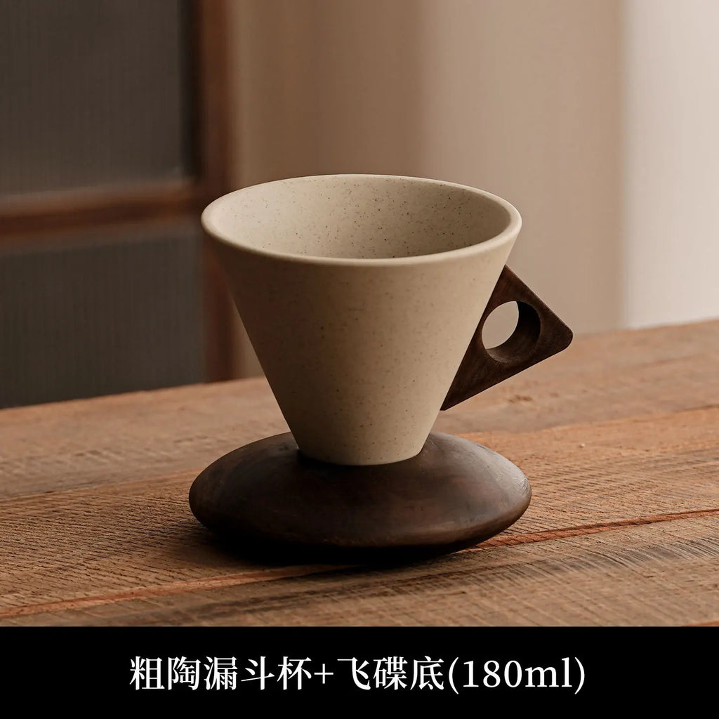 Ancient Creative Stoneware Coffee Cup Mug High-end Niche Exquisite Qme Smalle UFO base