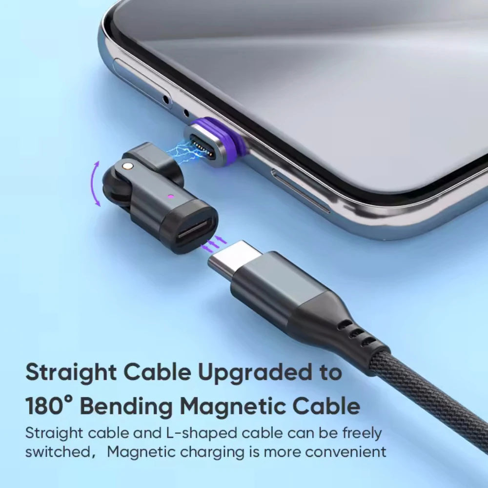 16Pin 240W Magnetic Adapter USB-C to Type C Fast Charging Converter 180° Rotation Type C Quike Charging Connector For Smartphone Qme