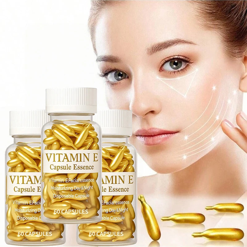 60 Capsules Serum Vitamin E Lightweight Texture Moisturizing Qme