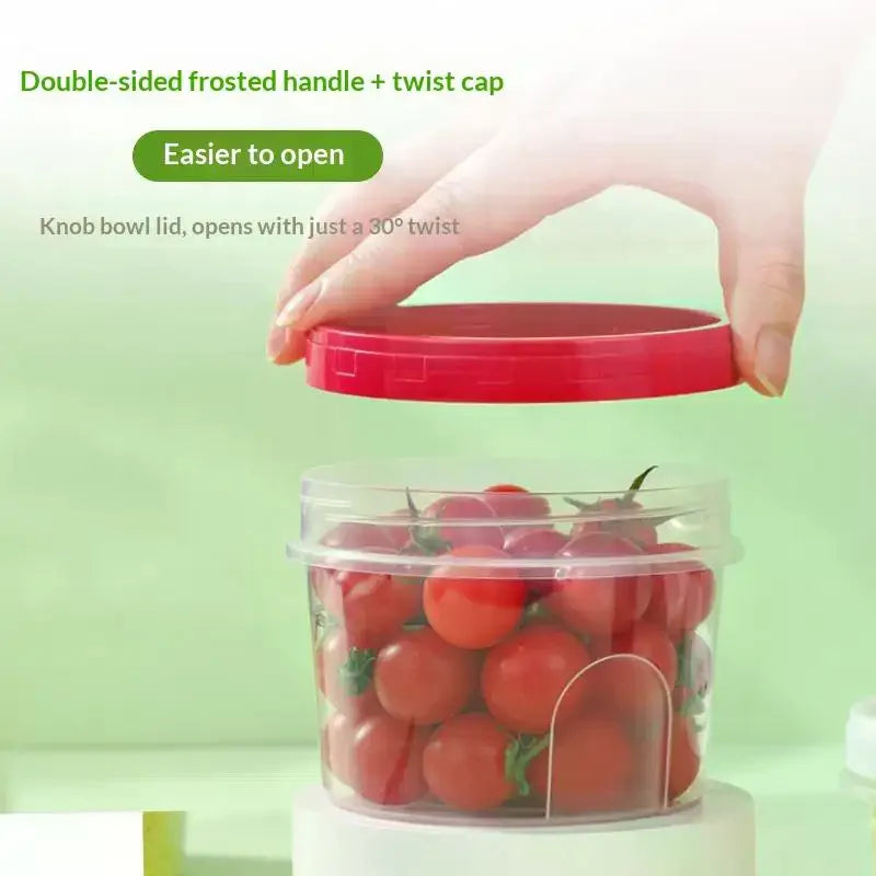 4Pcs Round Food Fresh Keeping Box Kitchen Refrigerator Storage Container Fruits Snacks Sealed Jar Microwave Heating Food Storage Qme