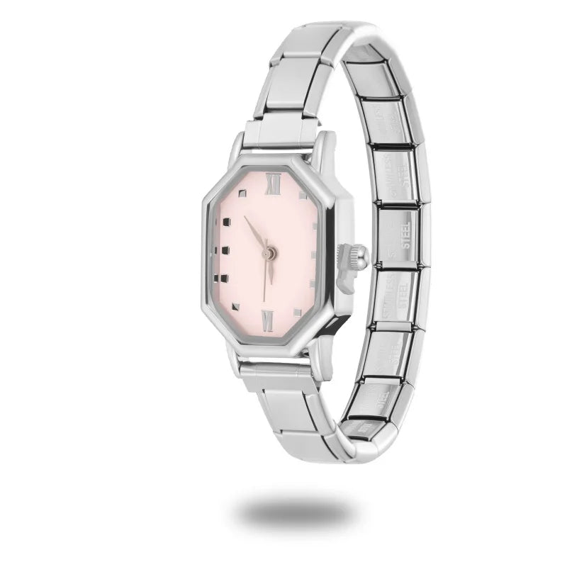 Fashion Watch Women's DIY 9MM Width Italian Elastic Charm Stainless Candy Zircon Watch Head Link Bracelet Jewelry Birthday Gifts Qme Style 30