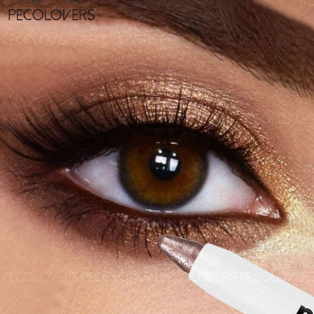 Pearl Shimmer Eyeshadow Pencil Chunky Glitter Sunset Gold Brown Qme