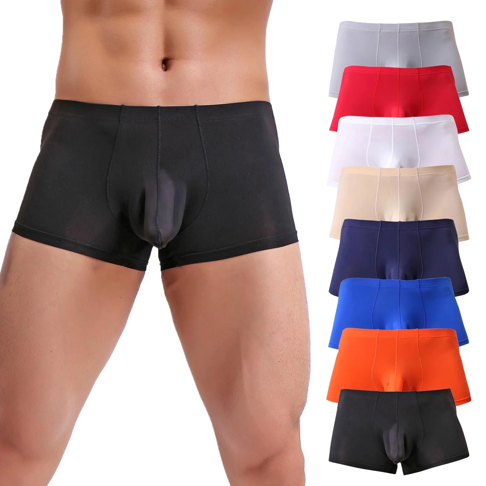 3PC Lightweight Daily Comforatble Elastic Waist Boxers Men's Sexy Solid Elephant Nose Comfortable Underwear Boxer Pants Qme