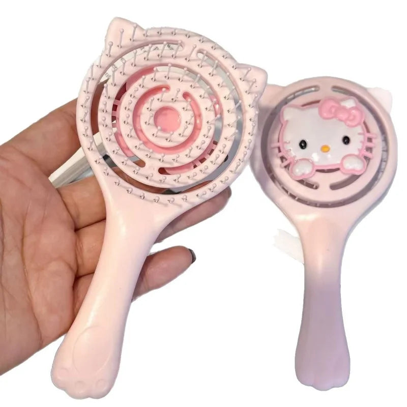 Hello Kitty's Cute Ribbed Comb Volumizing Openwork Travel-friendly Qme