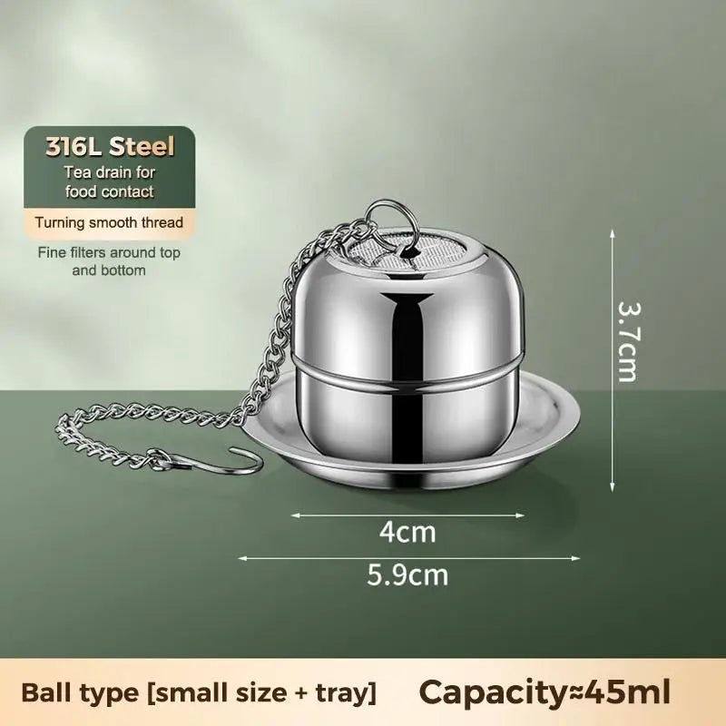 316 Stainless Steel Tea Infuser With Ultra Fine Mesh Extender Chain For Home Office Travel Brewing Loose Leaf Tea Qme A2