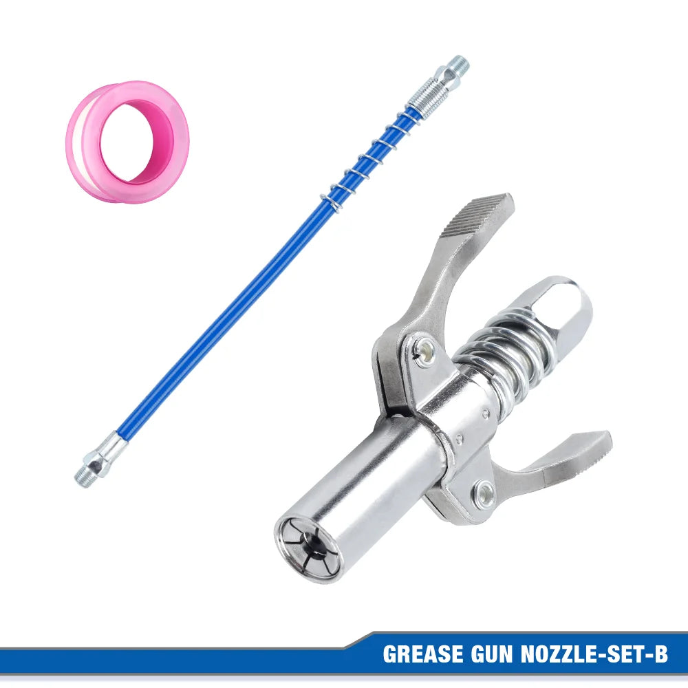 New 10000PSI Grease Gun Coupler Nozzle Hose Pump Syringe NPTI/8 Oil Pump Release Grease Nozzle Injector for Car Repair Tool Qme SET-B