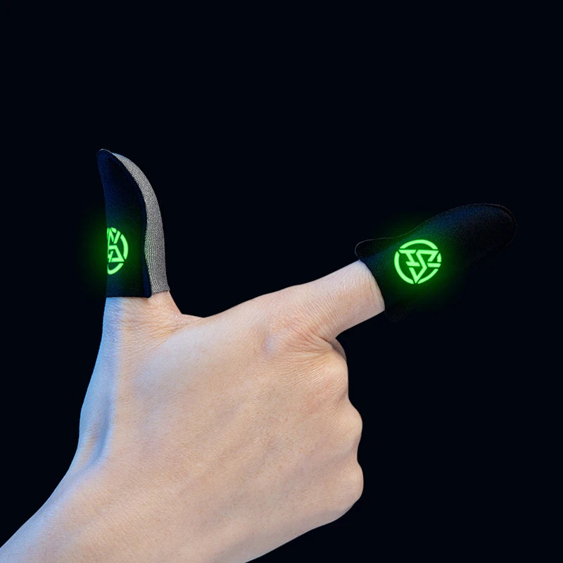 1 Pair Finger Thumb Sleeve Gloves Breathable Sweat Proof Luminous Fingertip Cover Anti Slip 0.3mm Ultra-thin for PUBG Mobile Qme