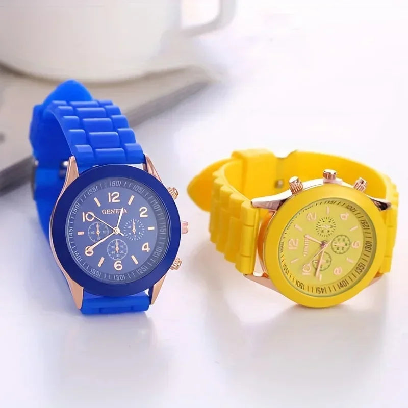 Stylish Round Pointer Quartz Watch, Triple Dial Silicone Watchband Sports Wristwatch For Women And Men, Ideal choice for Gifts Qme