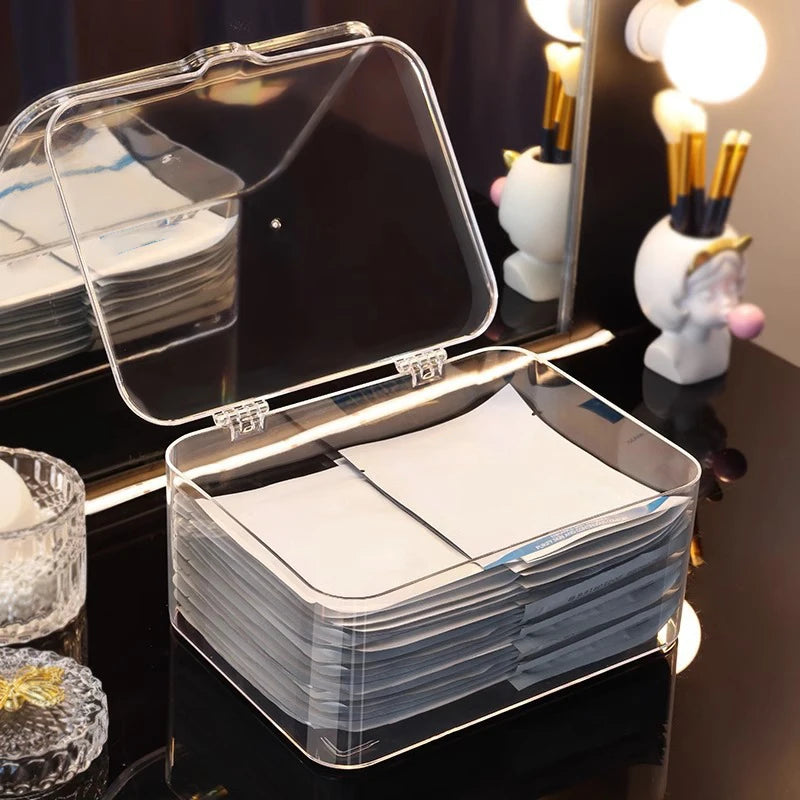 Lid Jewelry Make Up Organizer Home Desktop Storage Box Transparent Qme
