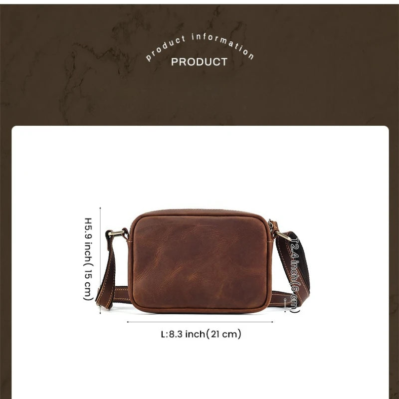 Men's Full Leather Retro Crossbody Messenger Bag Qme