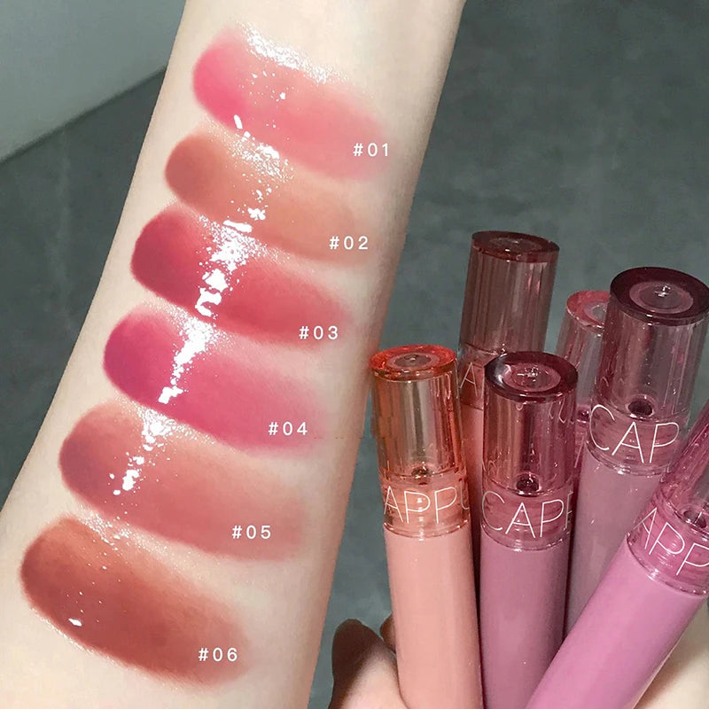 Crystal Jelly Lip Gloss Moisturizing Water-light Clear Lip Oil Waterproof Long Lasting Nude Glossy Grape Red Lip Tint Makeup Qme