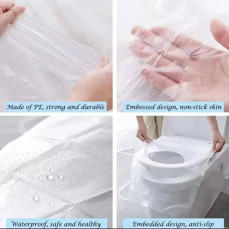 10-50 PCS Disposable Toilet Seat Hotel Plastic Waterproof Toilet Cover Seat Cushion Paper Toilet Seat Cover Travel Supplies Qme
