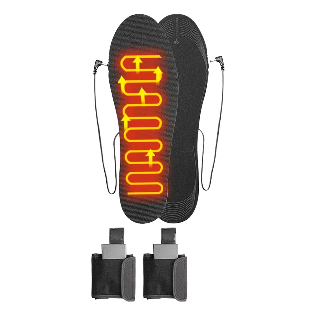 Electric Heated Insoles with Battery Box Outdoor Thermal Insoles Washable Warming Shoe Insoles for Outdoor Sports Qme