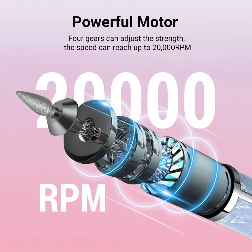 LINMANDA Professional Electric Nail Drill Machine Cordless Rechargeable 3 Speed Portable Efile for Thick Toenails Home Salon Kit Qme