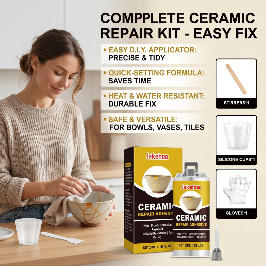 Ceramic Repair Adhesive Kit Repair Ceramic Glass Beautify Cracks Heat & Cold Resistant Fast Curing Waterproof Crack Repair Glue Qme