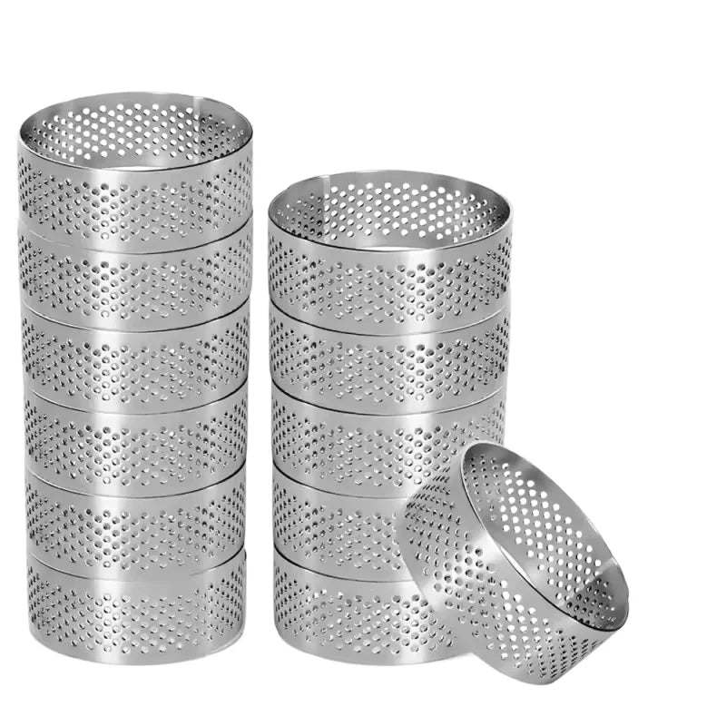 12pcs Stainless Steel Mousse Cake Mold Round Tart Ring French Flan Ring Baking Mold Biscuits and Pastries Mold Baking Tools Qme 12Pcs