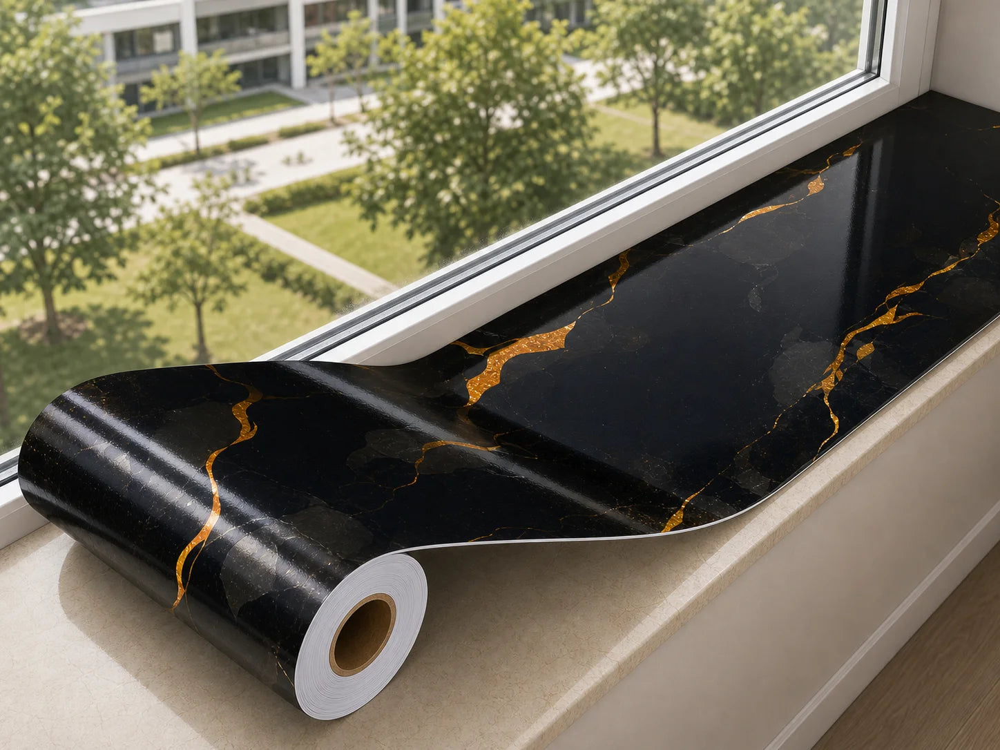 Marble-patterned Self-adhesive Roll Material Wear-resistant Qme 20cmX1m heihuangshandian