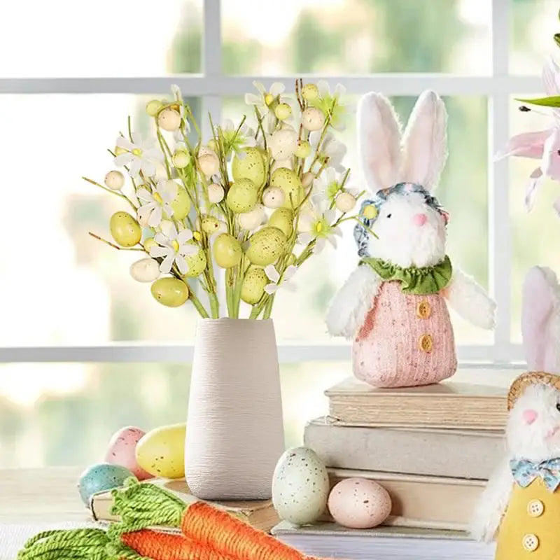 Artificial Easter Egg Flowers 6X Floral Bouquet Pick Branches Spring Qme