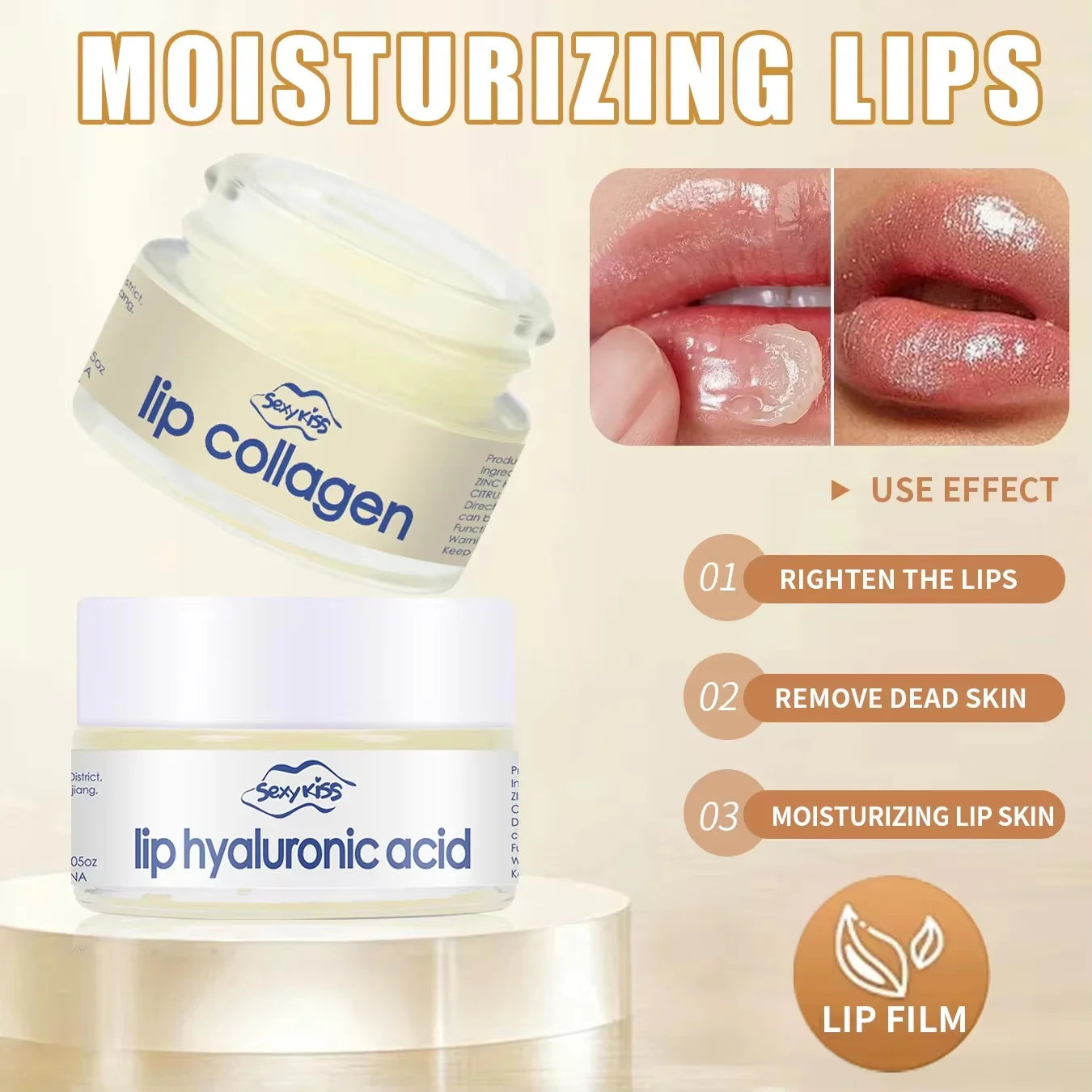 Hyaluronic Acid Collagen Sleep Lip Mask 20g Deep Hydration Lasting Moisturizing Exfoliation Day and Night Can Be Given as a Gift Qme