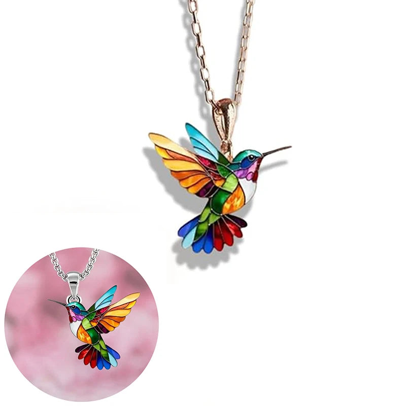 Elegant Hummingbird Necklace Women Exquisite Alloy Pendant Jewelry Qme