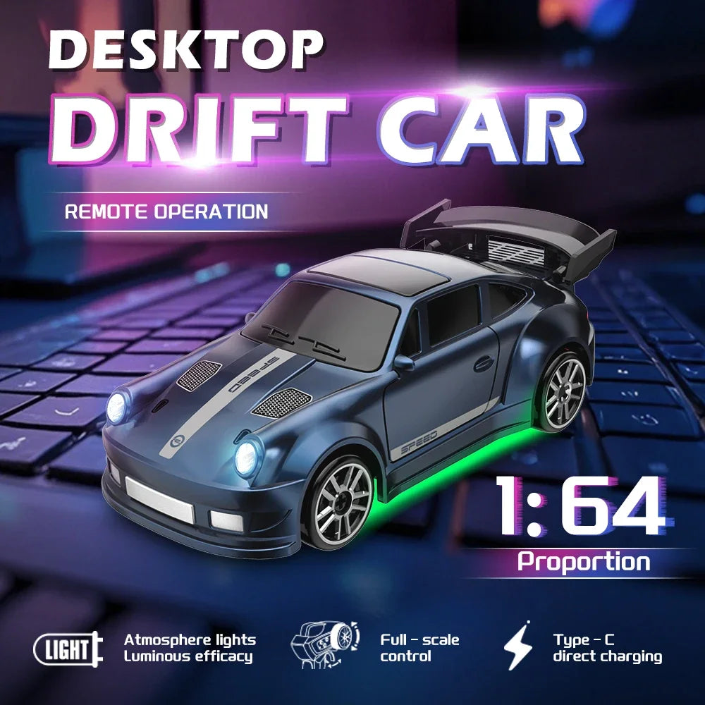 4WD 2.4GHZ RC Simulation Mini Drift Car Palm Racing Model Desktop Toys 1/64 Scale Remote Control Cars Kid Gift For Children Boys Qme