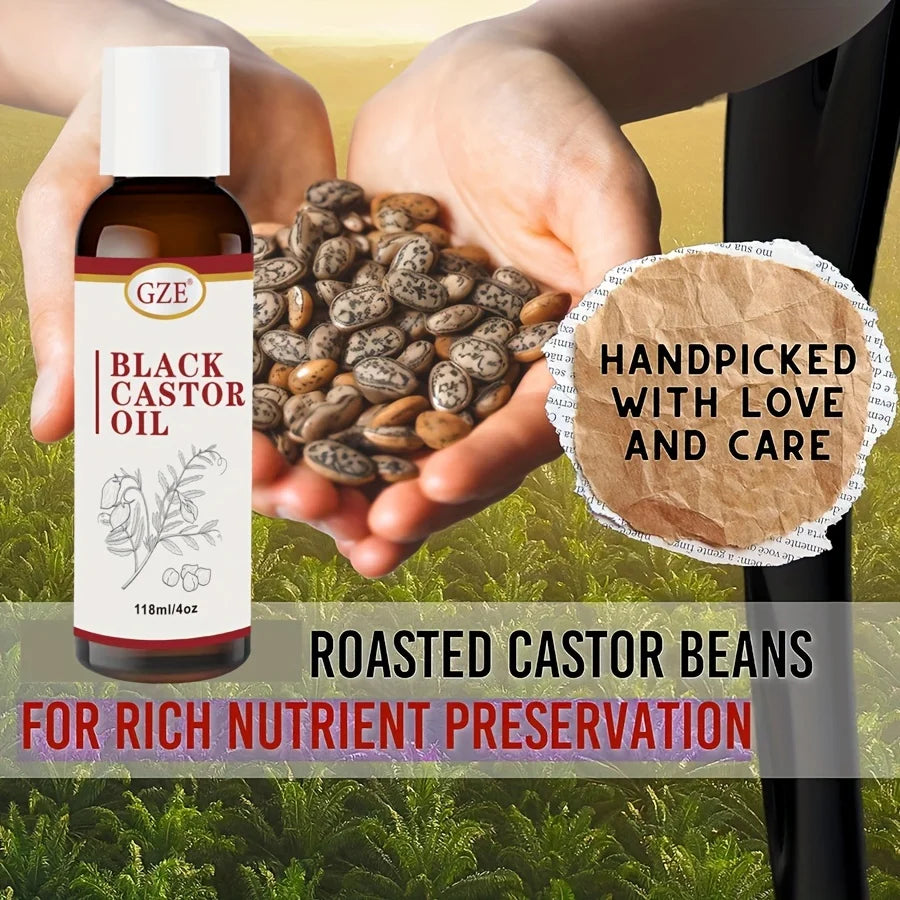 Jamaican Black Castor Oil for Hair Strengthens & Thickens | Body Care - Roasted & Cold-Pressed - Body Massage Oil for Hair Qme