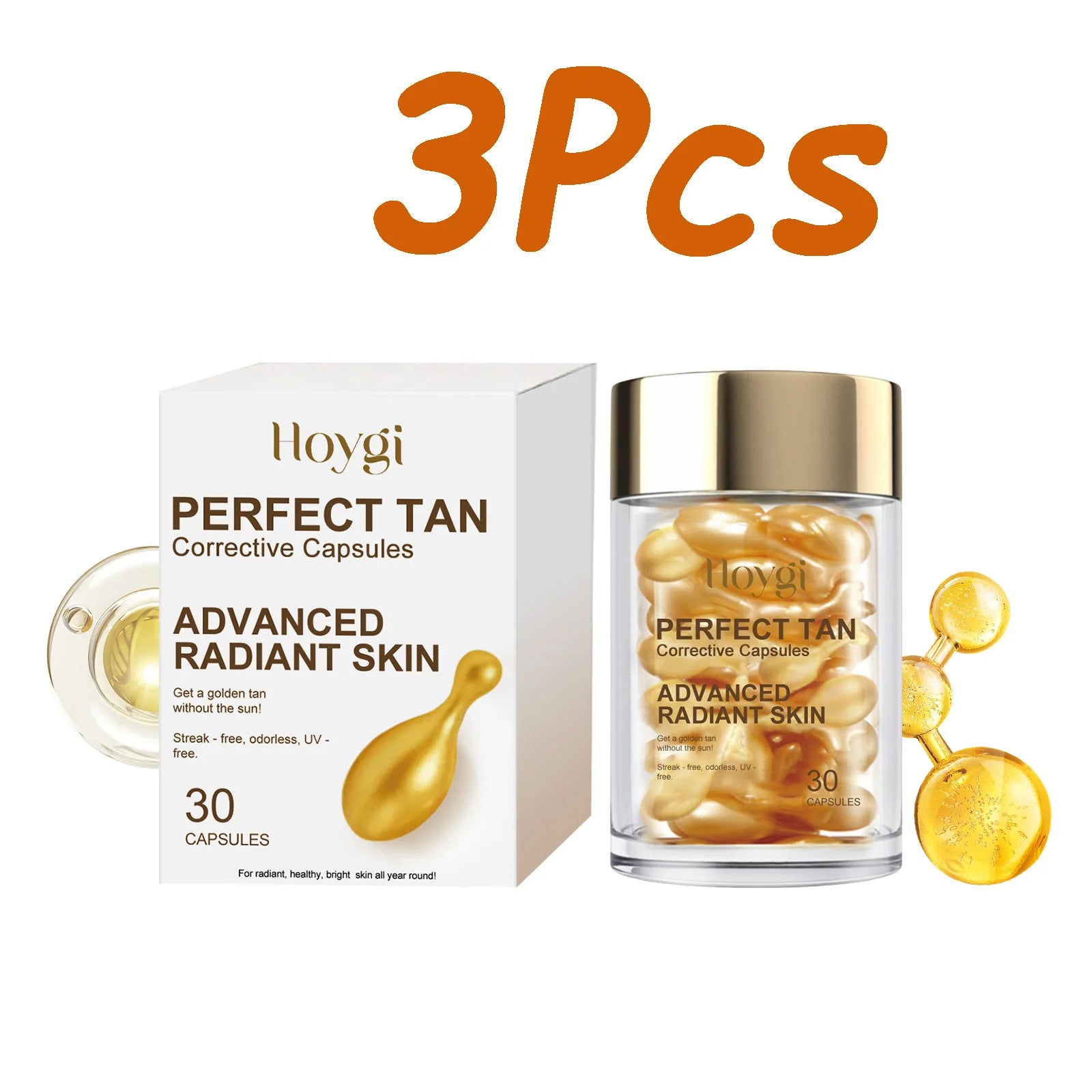 Portable Tanning Capsule Accelerate Natural Bronze Tan Moisturizing & Soothing Even Skin Tone Sunless Self-Tanning Serum Qme 90 capsules