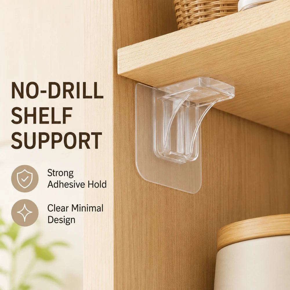 2/5pcs Wall Mount Adhesive Support Brackets Self Stick Nails For Kitchen Shelving Cabinet Home And Garden Storage Supplies Qme