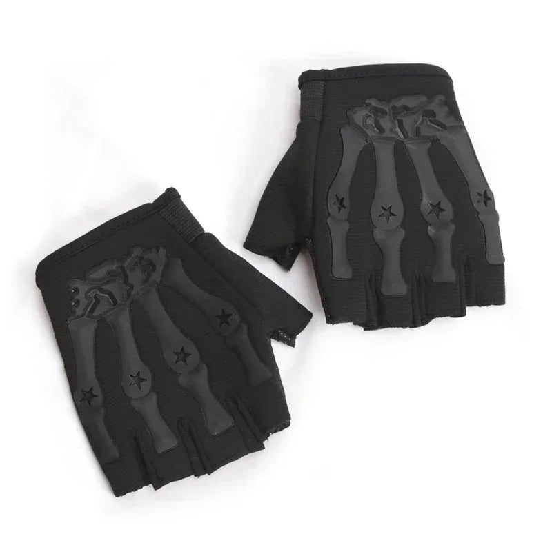 Men Cycling Gloves Outdoor Sports Fingerless Motorcycle Elastic Qme black