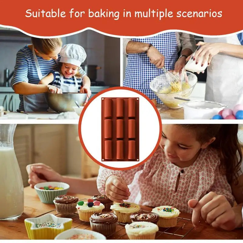 Silicone Chocolate Molds 9 Cavity Deep Bar Thick Mold Stuffed Cake Qme
