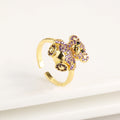 Cute Shiny Cubic Zirconia Animal Bear Ring Adjustable High Quality Women Fashion Party Jewelry Gift Daily Wear Dropshipping Qme Pink resizable