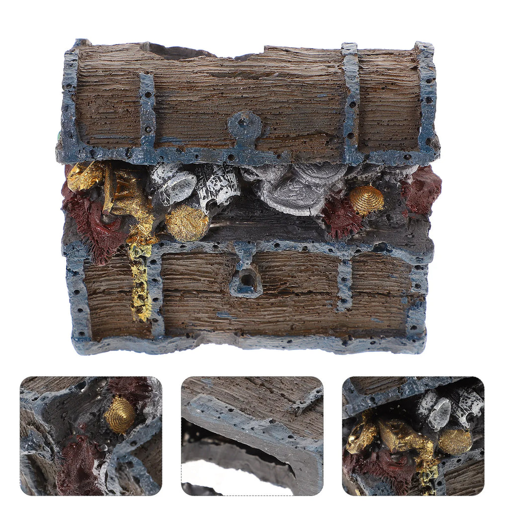 Simulated Resin Treasure Chest Aquarium Decoration Fish Tank Landscape Ornamental Resin Craft Artificial Decor Qme