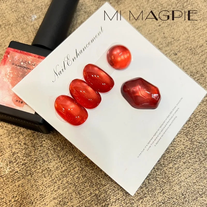 NEW Pomegranate Red Glass Cat Eye Gel High Density Magnetic Gel Polish Icy Transparent Effect Gel Salon Professional Nail Art Qme