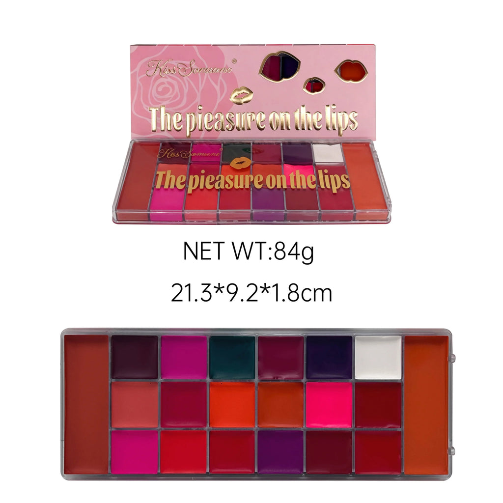 20 Color Lip Color Waterproof Sweat Proof Powder Blusher All-in-One Makeup Plate Matte Color Makeup Mouth Red Lip Glaze Qme