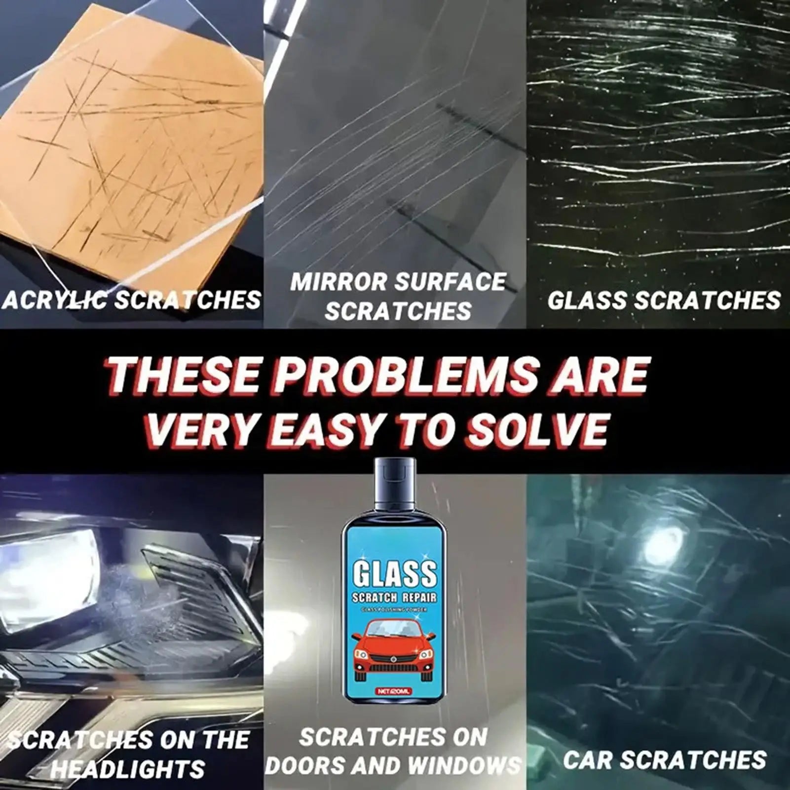 NEW Window Scratch Remover 120ml Window Scratch Repair With Sponge Auto Glass Polishing Liquid For Detailing Automotive Garage Qme