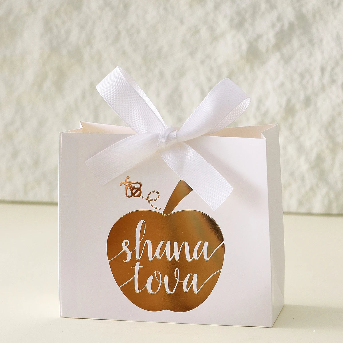 10 Square Paper Boxes for Jewish New Year Gifts and Candy, with Gold-Stamped Apple and Honey Jar Line Patterns on the Surface. Can Be Used to Store Candies and Small Souvenirs, Suitable for Jewish New Year Family Gatherings, Qme Dpg-White-10Pcs 11.5X10X4.5Cm