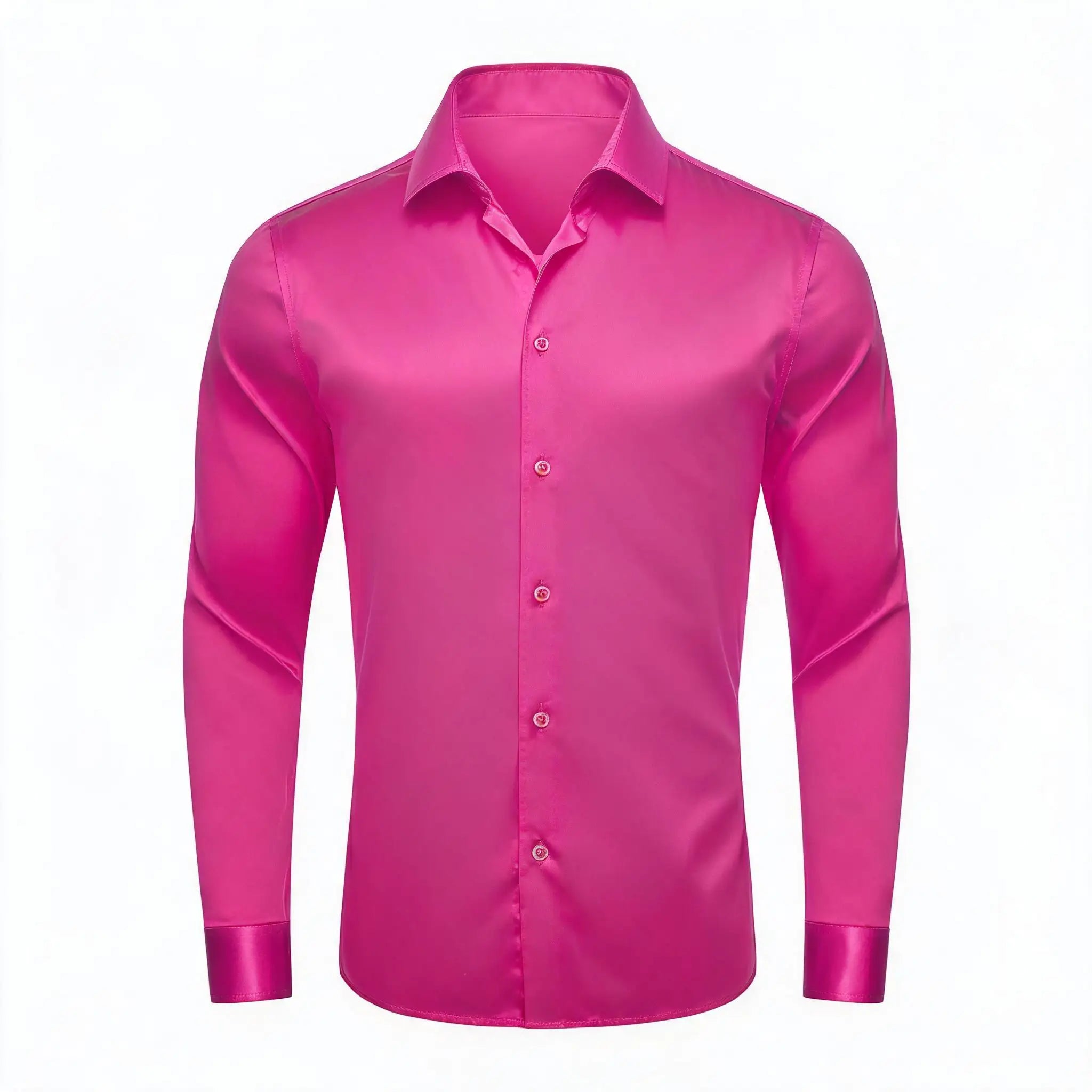 Solid LS Shirt Brown or Pink or Purple or Green or Blue or Black or Red Basic Button Office Daily Fit Qme