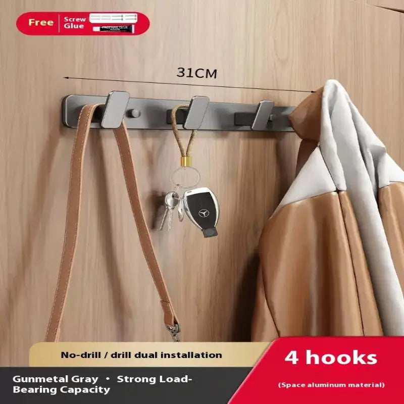Drill-free Hanging Hook Wall Strong Self Adhesive Hanger Sticky Qme Gray 4Hook