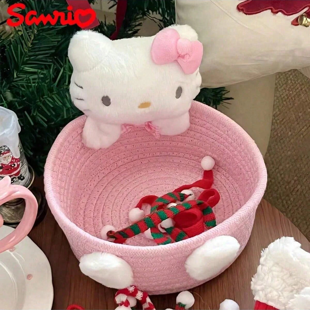 Sanrio Hello Kitty Kawaii Storage Basket Cute Cosmetics Toy Box Qme