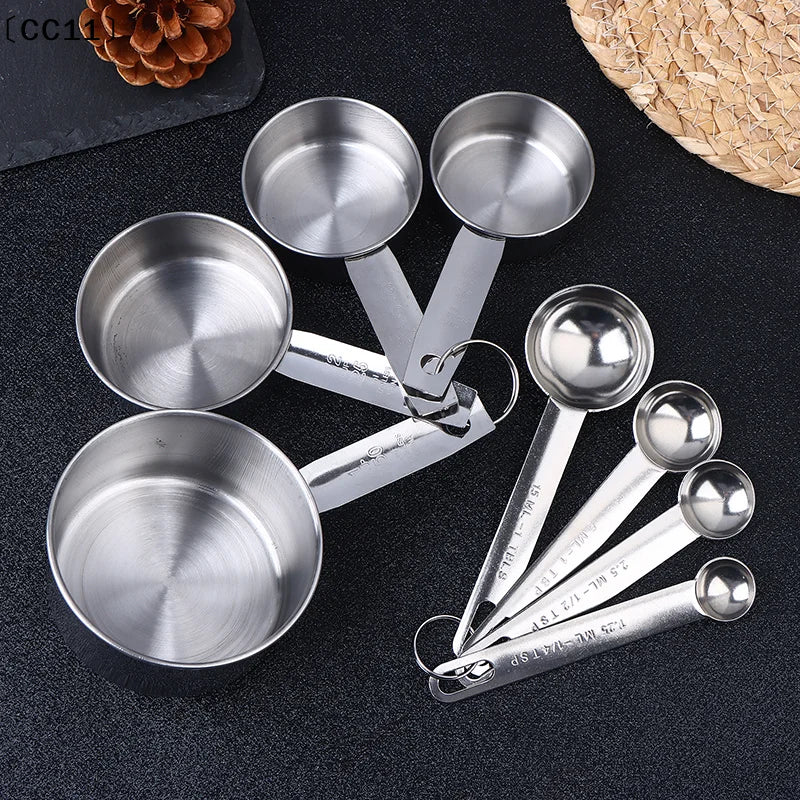 4 6 Stainless Steel Measuring Spoon Cup Scale Ruler Egg Beater Qme