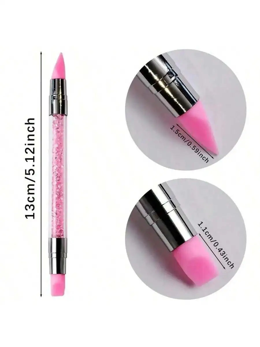 5-Piece 3D Nail Art Double-headed Silicone Pen Embossing Powder Qme