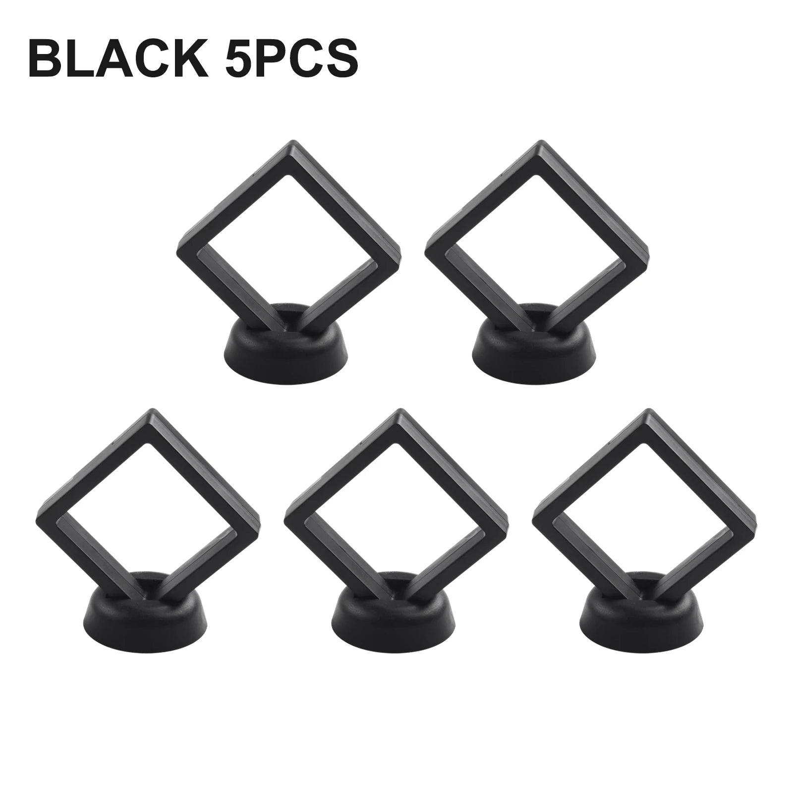 5/10pcs 3D Floating Frame Jewelry Ring Coin Display Stand Holder Storage Box Household Supplies Black/white 70mmx70mmx20mm Qme Black 5PCS