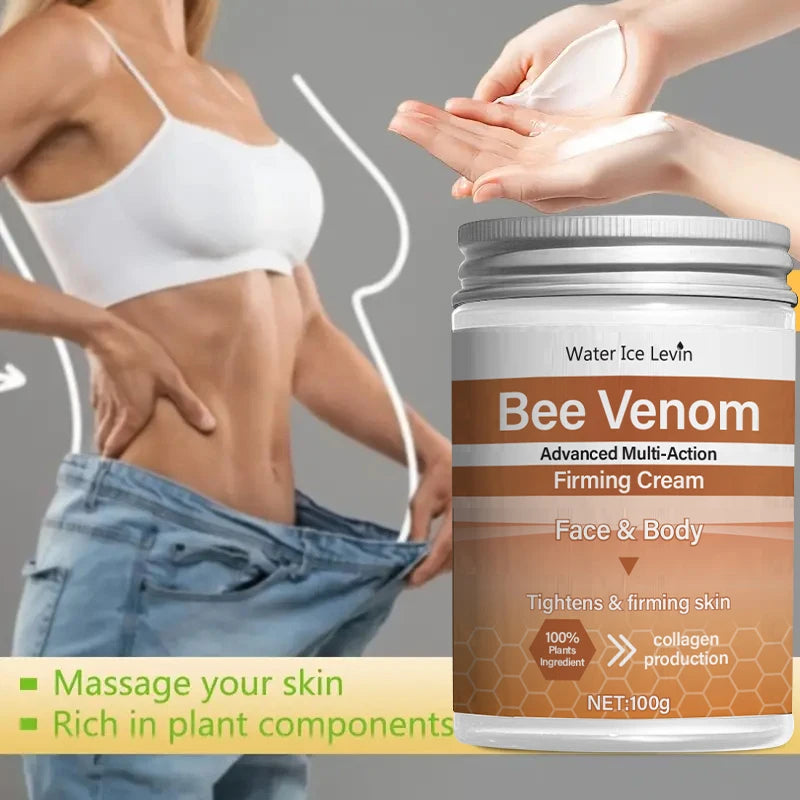 Bee Venom Firming Abdominal Cream - Plant-Based, Moisturizing and Hydrating, Contains Hyaluronic Acid, Suitable for All Skin Types, Gentle on Sensitive Skin, Turmeric Skincare Qme