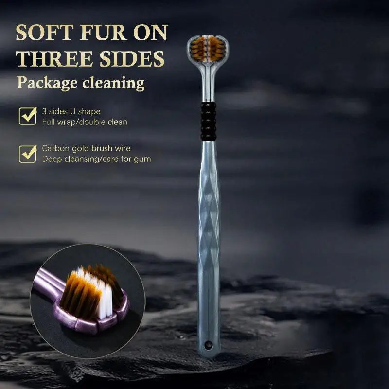Three Sided Soft Bristled Toothbrush Adult Household Cleaning Qme