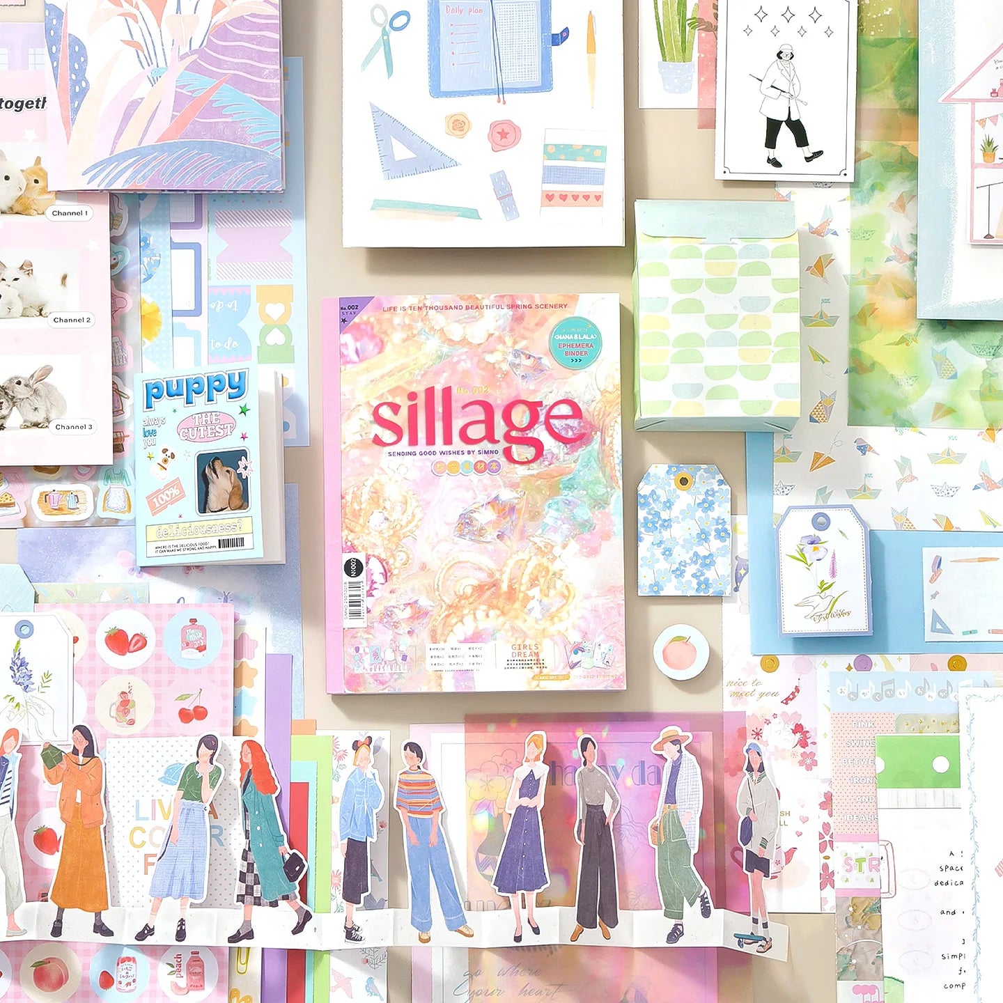 Pink Cartoon Die Cut Stickers Book - 20/64 Sheets Cute Handmade Scrapbooking Material for Phone Case & Stationery Qme