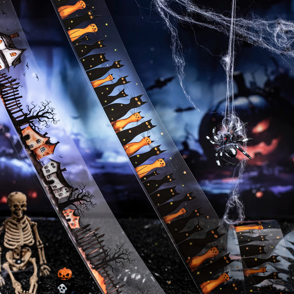 1Roll Halloween Gothic Party Celebration Washi Tape for Scrapbooking DIY, Collage Supplies, Phone Case Notebook Decor Qme