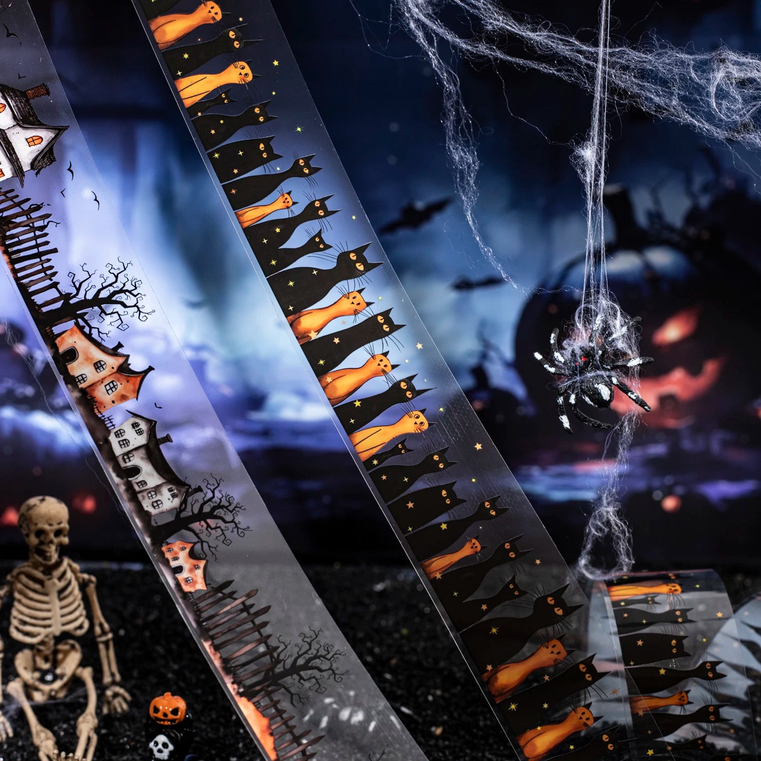 1Roll Halloween Gothic Party Celebration Washi Tape for Scrapbooking DIY, Collage Supplies, Phone Case Notebook Decor Qme