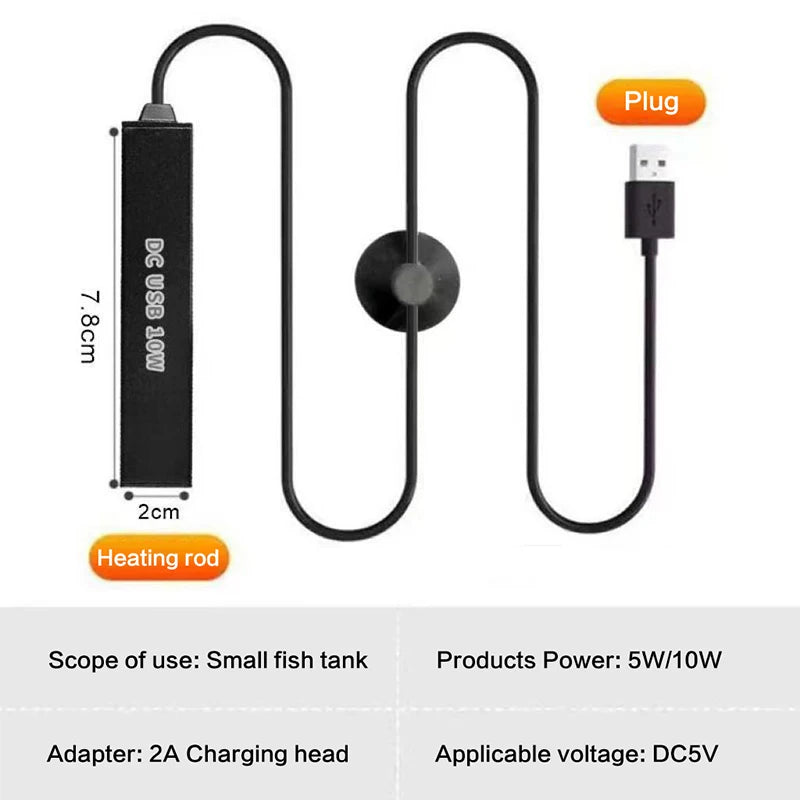 Regulator Thermostat Heater 5 10W USB Mini Aquarium Heating Rod Small Qme